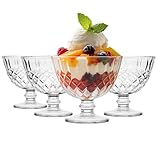 Glasmark KROSNO 1992 Eisgläser Eisschale Set 4 Stück 300 ml Transparentes Glas Dessertschale Fruchtgeleeschalen Spülmaschinenfest