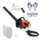 Benzin Heckenschere, 26cc 2-Takt Motor mit 0,74 kw Leistung, 24' Doppelseitige Klingen für präzises Schneiden, Ergonomischer Griff mit Antirutschfunktion, Integrierter Spritzschutz Rot