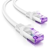 deleyCON 0,25m CAT7 Netzwerkkabel - 10 Gigabit - RJ45 Patchkabel Ethernet Kabel (Kupfer, SFTP PiMF Schirmung) - für Highspeed LAN DSL Switch Modem Router Patchpanel CAT7 CAT6 CAT5 - Weiß