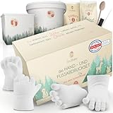 SOULBABY® Gipsabdruck Baby Hand und Fuß [4 Abdrücke] I 100% Made in Germany I Baby Geschenk Geburt Junge & Mädchen I Babyabdruck Set I Fußabdruck & Handabdruck Baby I Geschenk zur Geburt