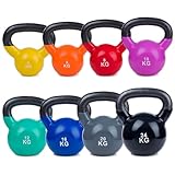 Sport-Thieme Kettlebell Vinyl | Kugelhantel, Gewichtskugel aus Gusseisen mit Soft-Vinyloberfläche | In acht Gewichtsvarianten: 4-24 kg | Markenqualität
