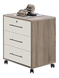 BMG-Moebel.de Büromöbel komplett Set Arbeitszimmer Office Edition MINI in Sonoma Eiche/Weiß Matt (Rollcontainer)