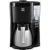 Melitta Look Therm – Kaffeemaschine mit abnehmbarem Wassertank, Filterkaffeemaschine mit Thermokanne und Tropfstopp, für bis zu 10 Tassen Kaffee, schwarz