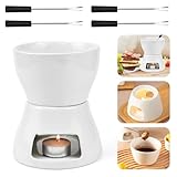 GZCZCC Schokoladenfondud Set Schmelztopf für Schokolade Keramikschale mit Teelichthalter Schmelztiegel Schokolade Mini Schokofondue Teelicht Tasse Schokoladenschmelzer Tasse Schokofondue Set Teelicht