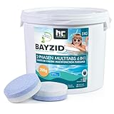 Bayzid Chlor Multitabs 6 in 1-200g Chlortabletten im 5kg Eimer - 2 Phasen Wirkung zur Schockchlorung & Langzeitpflege - Desinfektion, Algenverhütung, Trübungsentfernung, Kalkvermeidung, pH-Wert