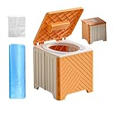 Campingtoilette – 23 x 22 cm tragbare Toilette, faltbarer WC-Eimer, Campingtopf, faltbarer platzsparender Abfallbehälter mit PVC-Kissen | Silikon für Männer, ältere Menschen, Wandern, Autovermietung