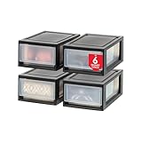 Iris Ohyama, Aufbewahrungsschublade, Kunststoff-Aufbewahrungsturm Büro, 4er-Set, MSD-1, Schwarz