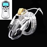 ZTHBYSB Elektrische Shock Cock Cage/Keuschheitskäfig mit 5 Penisring, Elektrostimulation Restraint Keuschheit Gerät für Männer BDSM Bondage Puls Stromschlag Keuschheitsgürtel/Peniskäfig,Clear(Clear)