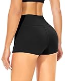 TNNZEET Radlerhose Damen Hohe Taille Shorts Bauchweg Hotpants Kurze Sporthose Leggings Boxershorts für Yoga Gym (Schwarz,S-M)