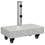 vidaXL Rollbarer Sonnenschirmständer für Ø38/48mm Pfosten Grau Granit 25 kg Rechteckig
