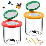 Kisvic Becherlupen für Kinder, 2 Stück Lupenglas für Kinder Insekten Viewer für 3-Fach und 6-Fach, Kleinkindspielzeug für Kinder Outdoor Wissenschaft Natur Erkundung