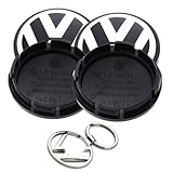 4 Stück Auto Radnabenkappen und Schlüsselring, 65 Mm vw Felgendeckel, Original vw Radkappen Zierblende, Nabendeckel für ABS Einfaches und Elegantes Design Logo Radnaben, Schwarz