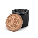 Petromax Handmörser aus Gusseisen, kompakter Handmörser mit Behälter für Gewürze, mit Holzdeckel