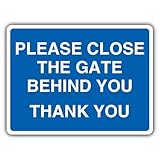 V Safety Sicherheitsschild 'Please Close The Gate Behind You Thank You', Querformat, 600 x 450 mm, RA1, reflektierend, 3 mm Aluminiumverbundstoff
