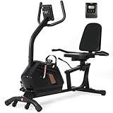 ISE Liegeheimtrainer, Liegeergometer Magnetisch, Hometrainer Fahrrad mit Rückenlehne/Impuls/LCD-Display, 8 Widerstandsstufen Liegerad, 2 in 1 Liegeheimtrainer&Heimtrainer Liegerad Heimtrainer Senioren