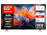 TCL 65T8C 65 Zoll QLED 4K HDR UHD Fernseher, Smart Google TV Dolby Vision Atmos,144Hz Motion Clarity Pro, Game Bar, ALLM, FreeSync, Onkyo 2.1 Sound, Sprachsteuerung, Kompatibel mit Google Assistant