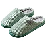 Famzuneu Hausschuhe Damen Winter, Hausschuhe Damen Plüsch Winter Pantoffeln Herren Warm Leicht Filzpantoffeln Frauen Bequeme Filz Slippers Unisex Grün