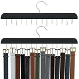 DIRXVMC Gürtelaufhänger für Schrank, max. 42 Gürtel, Gürtel-Organizer, Schrankzubehör mit 14 Haken, Gürtelablage, stabiles Holz, für Schrank-Organizer und Aufbewahrung