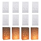 20 Stück Teelicht Lichtertüten Papier, Candle Bags, Feuerfest Lichttüten, für Party Tischdeko, Valentinstag, Verlobung, Hochzeit, Weihnachten