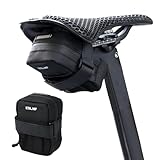 Fyfjur Mini Satteltaschen für Fahrrad, Kompakte Tragbare Fahrradtasche Sattel wasserdicht mit Netztasche, Reflektierende Satteltasche Rennrad für Rennräder Mountainbikes Citybikes (11x8x4cm)