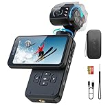 5K Vlog Kamera, 3-Achsen-Stabilisierung Vlogging Camera mit 3,5'' Touchscreen Drehbar, CMOS 1/2,5'' und 4K/60FPS Video, Gesichts Tracking, IR Nachtsicht Videokamera mit 64G Karte für Vlog/YouTube