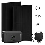 Powerness® Balkonkraftwerk mit Speicher 2048Wh, Growatt NOAH 2000 mit 1800W PV-Eingangsleistung IP66, JaSolar 1000W(+300W) Full Black Bifaziale Solarmodule