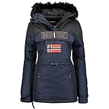 Geographical Norway Bruna Lady – Damen-Parka Warm Wasserdicht – Dicke Kapuze Outdoor – warme Windjacke Winter – Außenjacke Damen (Marineblau, XXL)