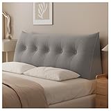 Kopfteilkissen mit Seitentaschen, lange Nackenrolle, Bettkissen für Doppelbett, XL-Matratze, graues Bettkissen, 200 x 50 x 20 cm, perfekt für Schlafsäle und Komfort