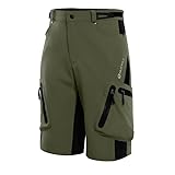 NCUKILY Radhose Herren, MTB Fahrradhose Radlerhose mit Taschen Lockere Passform Leichte Stretch Cargohose zum Radfahren Sporthose Kurze, Wandern, Angeln und Golfen, Armeegrün XL