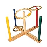 Schildkröt Ring Toss Ringwurfspiel, Set zum Zusammenschrauben aus zertifiziertem FSC Holz, 1 Wurfkreuz, 5 Wurfringe, 970113
