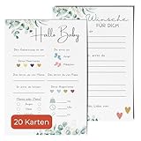 20 Ratespielkarten für Babypartys - Babyparty Spiele für Gender-Reveal-Party und Babyshower, Tippkarten für Baby Mädchen und Jungen 20 Stück (Eukalyptus)