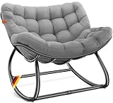 KESSER® Schaukelstuhl für drinnen & draußen ergonomischer Schaukelsessel | maximale Belastung von 120kg Relaxsessel mit Rutschfesten Füßen, Witterungsbeständig | Ideal für Balkon, Garten & Wohnzimmer