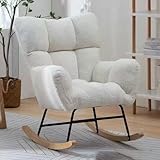 GWFBLID Schaukelstuhl Stillsessel Schaukelsessel mit Armlehnen Gepolsterter Schwingsessel Stillstuhl Sessel Relaxsessel für Wohnzimmer Schlafzimmer Babyzimmer Bis 200kg Belastbar