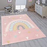 Paco Home Kinderteppich Teppich Kinderzimmer Mädchen Jungs Verschiedene Motive Und Größen, Grösse:160x220 cm, Farbe:Rosa Weiß