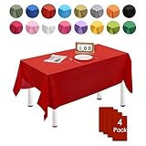 MORAINJAY 4 Stück 137cmx274cm Rechteckig Einweg Tischdecke, Rot Wasserdicht Fleckschutz Tischdecken für Geburtstagsfeier,Hochzeit, Weihnachten, Kindergeburtstag, Esszimmer, Garten,Party