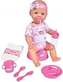 Simba 105039005 - New Born Baby Puppe, für Kinder ab 3 Jahren, Spielpuppe mit Funktionen, kann Trinken und PIPI Machen, 8 Teile, mit Babypuppe & Zubehör