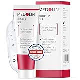 Medolin Fußpilzgel - Fußpilz Creme gegen Juckreiz & unangenehme Gerüche - Mit natürlichen Inhaltsstoffen - Fusspilz Behandlung | Lotion | Zur Massage an Füßen, 30 ml