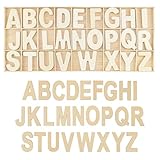 130 Stück (5 Sätze) Holzbuchstaben Set Lagerung in Tablett,Großbuchstaben A-Z 3 cm,Wooden Alphabet,Buchstaben zum Basteln für Kunsthandwerk DIY Hochzeitsfeier Home Decoration Displays-Holzfarbe