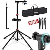 MONZANA® Fahrradmontageständer Profi 30 kg Tragetasche Reifenheber Werkzeugablage Stahl klappbar höhenverstellbar Reparaturständer Fahrrad