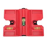 KKPLZZ Magnetische Pfostenwaage, Faltbar, Hochpräzise, ​​faltbare Pfostenwaage mit 3 Fläschchen und Elastischer Schlaufe für Pfosten, Rohre, Geländer und Schilder, Rot