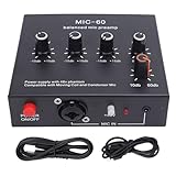 Vikye Mikrofonvorverstärker -Sound -Booster, Clear Gain 60 DB mit 48 -V -Leistung, 3 Eingangsdynamik -Mikrofon -Vorverstärker für die Live -Streaming -Sendung für die Heimaufnahme