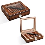 CIGARLOONG Zigarren Humidor aus Zedernholz mit Hygrometer und Luftbefeuchter für bis zu 20-25 Zigarren（M）