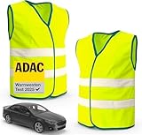 2X Warnwesten Auto gelb ISO20471 Sicherheitsweste - Pannenweste Unfallweste 2026 - Weste Neongelb reflektierend Auto, Pkw, LKW - Autozubehör (2er-Wanweste-gelb)