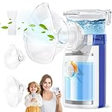 600mAh Inhalationsgerät für kinder und Erwachsene, Inhalator Vernebler Atemwegserkrankungen Wirksam, Elektrische Inhaliergerät Laufzeit 150–180 Min, Nebulizer Tragbar Set mit 2 Maske und Mundstück