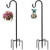 Akeydeco Vogelfutterspender für den Außenbereich, Schäferhaken für Vogelfutterstation, Outdoor, 2 Stück, 152,4 cm, 5 Zinken, hängende Pflanzgefäße für Outdoor-Pflanzen, hängende Laterne