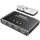 Automatischer HDMI Switch 3 in 1 Out - 4K Aluminium Splitter Mit Fernbedienung, Umschalter Unterstützt UHD 3D HDR für Fire TV Stick, UHD TV, PS4, Xbox, DVD, Blu-Ray