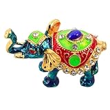 Tofficu Handbemaltes Metall Schmuckkästchen Elefant mit Magnetverschluss Kleiner Ringhalter aus Legierung Strassverziert Glücksbringer für Zuhause und Schmuckaufbewahrung