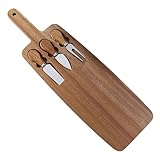 Schneidebrett aus Holz, Käsebrett-Set, Käsebrett mit Griff, multifunktionale Käsebretter, Servierplatten mit Käsewerkzeugen für
