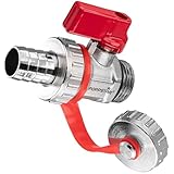 Poppstar Kugelhahn für Kessel, 1/2 Zoll, Messing, matt, selbstdichtend, verchromt