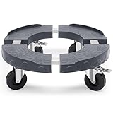 Humagineer Rollbrett Pflanzen Tragkraft 220KG, Schwerlast-Pflanzenroller Outdoor und Indoor verstellbar 38CM-48CM, Rollbrett rund mit 76mm Rollen mit Bremse für Blumentopf,Sonnenschirme und Eimer,Grau